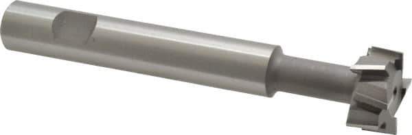 Made in USA - 1" Cut Diam, 1/2" Cut Width, 7/16" Neck Diam, 5/8" Shank Diam, 4-15/16" OAL, M2 High Speed Steel T-Slot Cutter - Uncoated, Staggered Teeth, 8 Teeth, Weldon Flat - Industrial Tool & Supply