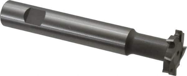Made in USA - 1-1/4" Cut Diam, 1/4" Cut Width, 19/32" Neck Diam, 3/4" Shank Diam, 5-1/8" OAL, M2 High Speed Steel T-Slot Cutter - Uncoated, Staggered Teeth, 8 Teeth, Weldon Flat - Industrial Tool & Supply