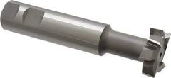 Made in USA - 1-1/2" Cut Diam, 1/2" Cut Width, 23/32" Neck Diam, 1" Shank Diam, 5-5/16" OAL, M2 High Speed Steel T-Slot Cutter - Uncoated, Staggered Teeth, 8 Teeth, Weldon Flat - Industrial Tool & Supply