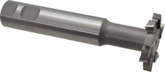 Made in USA - 2" Cut Diam, 3/8" Cut Width, 51/64" Neck Diam, 1" Shank Diam, 5-11/16" OAL, M2 High Speed Steel T-Slot Cutter - Uncoated, Staggered Teeth, 10 Teeth, Weldon Flat - Industrial Tool & Supply