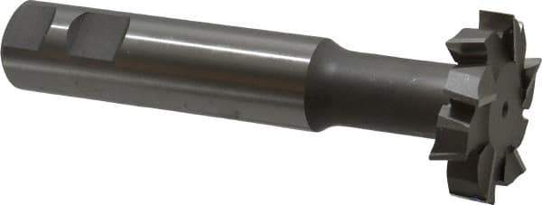 Made in USA - 2" Cut Diam, 1/2" Cut Width, 51/64" Neck Diam, 1" Shank Diam, 5-11/16" OAL, M2 High Speed Steel T-Slot Cutter - Uncoated, Staggered Teeth, 10 Teeth, Weldon Flat - Industrial Tool & Supply