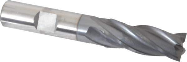 OSG - 17/32", 1-3/8" LOC, 1/2" Shank Diam, 3-3/8" OAL, 4 Flute, Vanadium High Speed Steel Square End Mill - Single End, TiCN Finish, Spiral Flute, 30° Helix, Centercutting, Right Hand Cut, Right Hand Flute, Series 574 - Industrial Tool & Supply