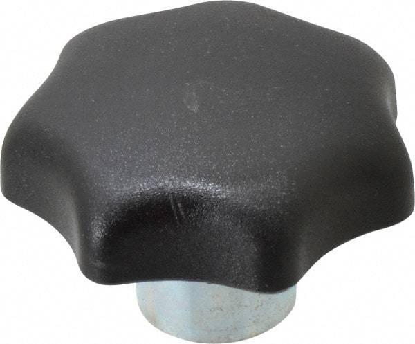 KIPP - 50mm Head Diam, 7 Point Lobed Knob - 10mm Hole, Thermoplastic, Black - Industrial Tool & Supply
