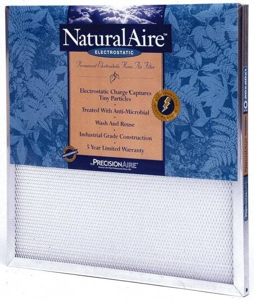 PrecisionAire - 20" Noml Height x 25" Noml Width x 2" Noml Depth, 50 to 60% Capture Efficiency, Wire-Backed Pleated Air Filter - MERV 10, Polyester/Polypropylene, Integrated Frame, For Any Unit - Industrial Tool & Supply