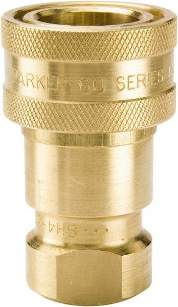Parker - 3/8 NPTF Brass Hydraulic Hose Female Pipe Thread Coupler - 1,000 psi, 6 GPM - Industrial Tool & Supply