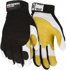 MCR Safety - Size S General Protection Work Gloves - For Work & Driver, Uncoated, Adjustable Closure Cuff, Blue/Yellow/Black/White, Paired - Industrial Tool & Supply