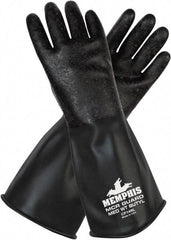 MCR Safety - Size S (7), 14" Long, 14 mil Thick, Butyl Chemical Resistant Gloves - Smooth Finish, Black - Industrial Tool & Supply