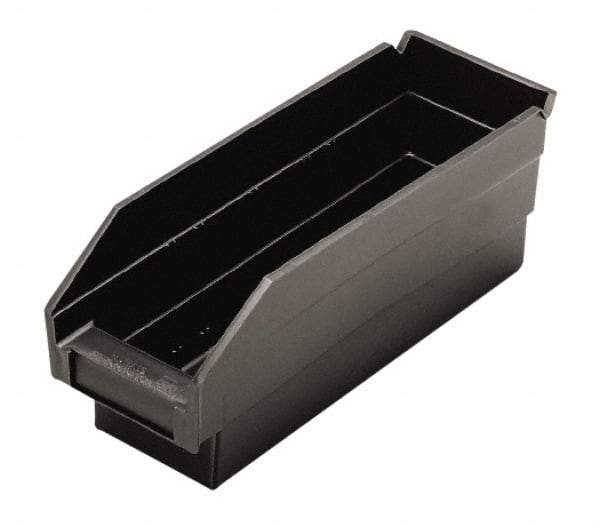 Quantum Storage - 11-5/8" Deep, Black Polypropylene Hopper Shelf Bin - 4" High x 4-1/8" Wide x 11-5/8" Long - Industrial Tool & Supply