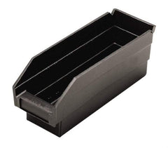 Quantum Storage - 11-5/8" Deep, Black Polypropylene Hopper Shelf Bin - 4" High x 4-1/8" Wide x 11-5/8" Long - Industrial Tool & Supply