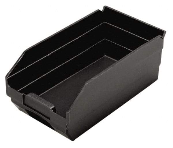 Quantum Storage - 11-5/8" Deep, Black Polypropylene Hopper Shelf Bin - 4" High x 6-5/8" Wide x 11-5/8" Long - Industrial Tool & Supply