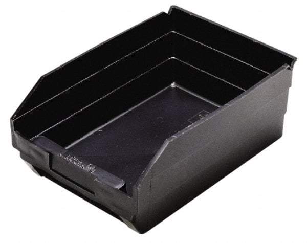 Quantum Storage - 11-5/8" Deep, Black Polypropylene Hopper Shelf Bin - 4" High x 8-3/8" Wide x 11-5/8" Long - Industrial Tool & Supply