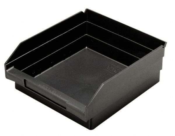Quantum Storage - 11-5/8" Deep, Black Polypropylene Hopper Shelf Bin - 4" High x 11-1/8" Wide x 11-5/8" Long - Industrial Tool & Supply