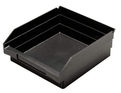 Quantum Storage - 11-5/8" Deep, Black Polypropylene Hopper Shelf Bin - 4" High x 11-1/8" Wide x 11-5/8" Long - Industrial Tool & Supply