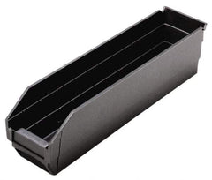 Quantum Storage - 17-7/8" Deep, Black Polypropylene Hopper Shelf Bin - 4" High x 4-1/8" Wide x 17-7/8" Long - Industrial Tool & Supply