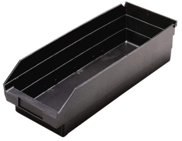 Quantum Storage - 17-7/8" Deep, Black Polypropylene Hopper Shelf Bin - 4" High x 6-5/8" Wide x 17-7/8" Long - Industrial Tool & Supply