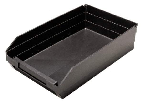 Quantum Storage - 17-7/8" Deep, Black Polypropylene Hopper Shelf Bin - 4" High x 11-1/8" Wide x 17-7/8" Long - Industrial Tool & Supply