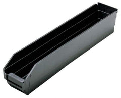 Quantum Storage - 23-5/8" Deep, Black Polypropylene Hopper Shelf Bin - 4" High x 4-1/8" Wide x 23-5/8" Long - Industrial Tool & Supply