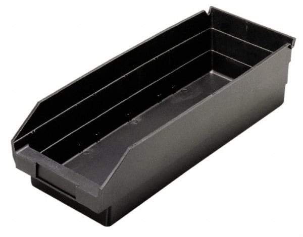 Quantum Storage - 23-5/8" Deep, Black Polypropylene Hopper Shelf Bin - 4" High x 8-3/8" Wide x 23-5/8" Long - Industrial Tool & Supply