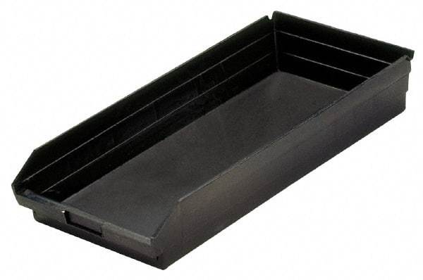 Quantum Storage - 23-5/8" Deep, Black Polypropylene Hopper Shelf Bin - 4" High x 11-1/8" Wide x 23-5/8" Long - Industrial Tool & Supply