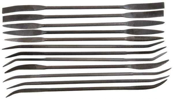 Value Collection - 12 Piece Swiss Pattern File Set - 6-3/4" Long, 0 Coarseness - Industrial Tool & Supply