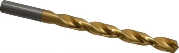 Triumph Twist Drill - 3/8" 135° High Speed Steel Jobber Drill - TiN Finish, Right Hand Cut, Spiral Flute, Straight Shank, 5" OAL, Split Point - Industrial Tool & Supply