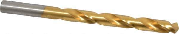 Triumph Twist Drill - 25/64" 135° High Speed Steel Jobber Drill - TiN Finish, Right Hand Cut, Spiral Flute, Straight Shank, 5-1/8" OAL, Split Point - Industrial Tool & Supply