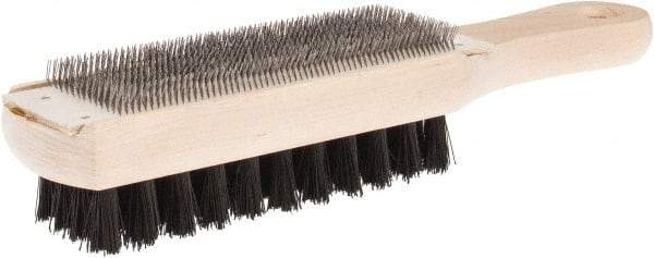 Lutz - 9-1/4" Long Abrasive File Card with Brush - Combination File Card & Brush, with Wood Handle - Industrial Tool & Supply
