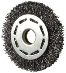 Value Collection - 2-1/2" OD, 3/8" Arbor Hole, Crimped Steel Wheel Brush - 5/16" Face Width, 1/2" Trim Length, 0.012" Filament Diam, 6,000 RPM - Industrial Tool & Supply