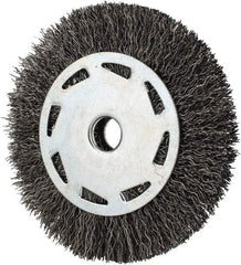 Value Collection - 4" OD, 1/2" Arbor Hole, Crimped Steel Wheel Brush - 7/16" Face Width, 23/32" Trim Length, 0.012" Filament Diam, 5,000 RPM - Industrial Tool & Supply