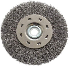 Value Collection - 5" OD, 1/2" Arbor Hole, Crimped Steel Wheel Brush - 1/2" Face Width, 1-15/64" Trim Length, 0.012" Filament Diam, 5,000 RPM - Industrial Tool & Supply
