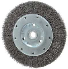 Value Collection - 6" OD, 1/2" Arbor Hole, Crimped Steel Wheel Brush - 1/2" Face Width, 1-15/64" Trim Length, 0.012" Filament Diam, 5,000 RPM - Industrial Tool & Supply