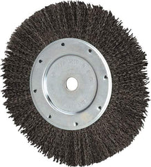 Value Collection - 8" OD, 1/2" Arbor Hole, Crimped Steel Wheel Brush - 9/16" Face Width, 1-9/16" Trim Length, 0.012" Filament Diam, 4,500 RPM - Industrial Tool & Supply
