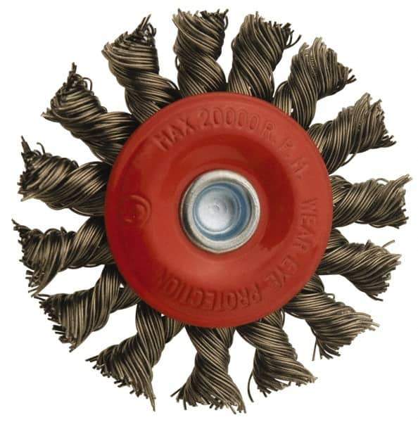 Value Collection - 12" OD, 1-1/4" Arbor Hole, Knotted Steel Wheel Brush - 11/16" Face Width, 1-13/16" Trim Length, 0.012" Filament Diam, 3,600 RPM - Industrial Tool & Supply