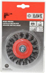 Value Collection - 3" OD, 1/4" Shank Diam, Knotted Steel Wheel Brush - 5/16" Face Width, 5/8" Trim Length, 0.012" Filament Diam, 20,000 RPM - Industrial Tool & Supply