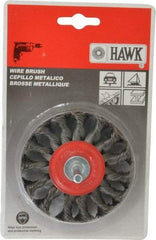 Value Collection - 3" OD, 1/4" Shank Diam, Knotted Steel Wheel Brush - 5/16" Face Width, 5/8" Trim Length, 0.008" Filament Diam, 20,000 RPM - Industrial Tool & Supply