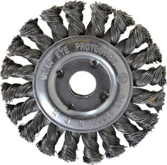 Value Collection - 4" OD, 5/8" Arbor Hole, Knotted Steel Wheel Brush - 1/2" Face Width, 3/4" Trim Length, 0.012" Filament Diam, 12,500 RPM - Industrial Tool & Supply