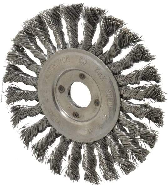 Value Collection - 6" OD, 7/8" Arbor Hole, Knotted Steel Wheel Brush - 1/2" Face Width, 1-1/2" Trim Length, 0.012" Filament Diam, 9,000 RPM - Industrial Tool & Supply