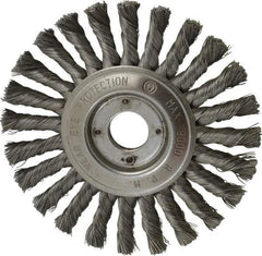 Value Collection - 6" OD, 7/8" Arbor Hole, Knotted Steel Wheel Brush - 1/2" Face Width, 1-1/2" Trim Length, 0.008" Filament Diam, 9,000 RPM - Industrial Tool & Supply