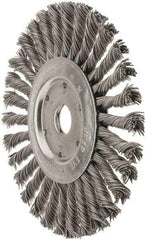 Value Collection - 7" OD, 7/8" Arbor Hole, Knotted Steel Wheel Brush - 1/2" Face Width, 1-11/16" Trim Length, 0.015" Filament Diam, 9,000 RPM - Industrial Tool & Supply