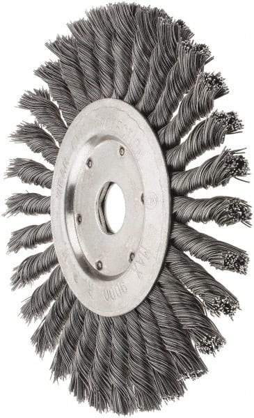 Value Collection - 7" OD, 7/8" Arbor Hole, Knotted Steel Wheel Brush - 1/2" Face Width, 1-11/16" Trim Length, 0.012" Filament Diam, 9,000 RPM - Industrial Tool & Supply