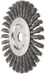 Value Collection - 7" OD, 7/8" Arbor Hole, Knotted Steel Wheel Brush - 1/2" Face Width, 1-11/16" Trim Length, 0.012" Filament Diam, 9,000 RPM - Industrial Tool & Supply