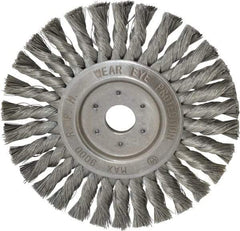 Value Collection - 7" OD, 7/8" Arbor Hole, Knotted Steel Wheel Brush - 1/2" Face Width, 1-11/16" Trim Length, 0.008" Filament Diam, 9,000 RPM - Industrial Tool & Supply