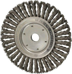 Value Collection - 8" OD, 7/8" Arbor Hole, Knotted Steel Wheel Brush - 1/2" Face Width, 1-11/16" Trim Length, 0.015" Filament Diam, 8,500 RPM - Industrial Tool & Supply