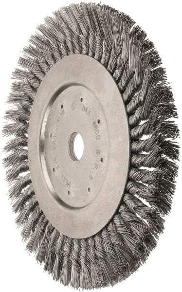 Value Collection - 10" OD, 1" Arbor Hole, Knotted Steel Wheel Brush - 5/8" Face Width, 1-11/16" Trim Length, 0.012" Filament Diam, 4,500 RPM - Industrial Tool & Supply
