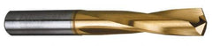 Atrax - 1/2" 135° Spiral Flute Solid Carbide Screw Machine Drill Bit - TiN Finish, Right Hand Cut, 2-1/4" Flute Length, 3-3/4" OAL, Split Point, Straight Shank - Industrial Tool & Supply