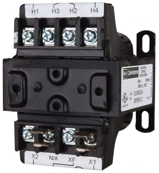 Eaton Cutler-Hammer - 1 Phase, 0.75 kVA, Control Transformer - 2 Input, 1 Output Winding, 50/60 Hz, 7 Inch Deep x 4-3/4 Inch High, 131°F Temp Rise - Industrial Tool & Supply