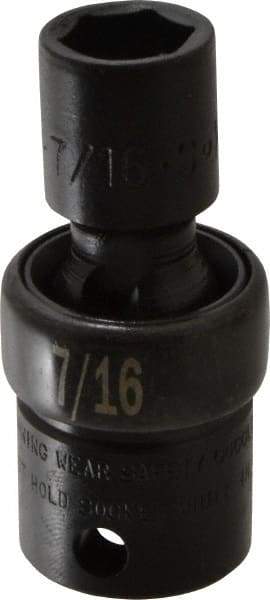 SK - 3/8" Drive 7/16" Standard Universal Impact Socket - 6 Points, 2-1/8" OAL - Industrial Tool & Supply
