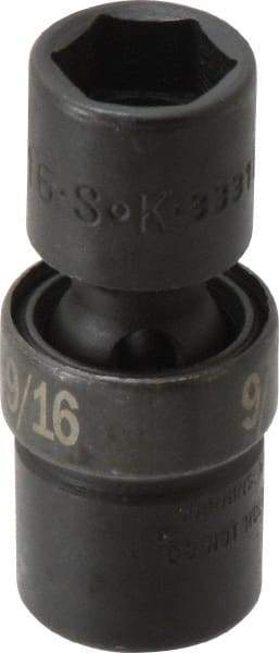SK - 3/8" Drive 9/16" Standard Universal Impact Socket - 6 Points, 2-7/32" OAL - Industrial Tool & Supply