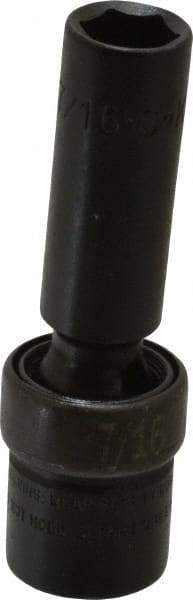 SK - 3/8" Drive 7/16" Deep Universal Impact Socket - 6 Points, 3-1/8" OAL - Industrial Tool & Supply