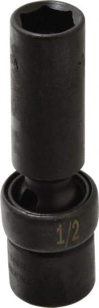 SK - 3/8" Drive 1/2" Deep Universal Impact Socket - 6 Points, 3-9/64" OAL - Industrial Tool & Supply